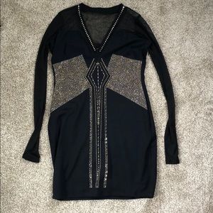 BEBE black dress with gold detailing